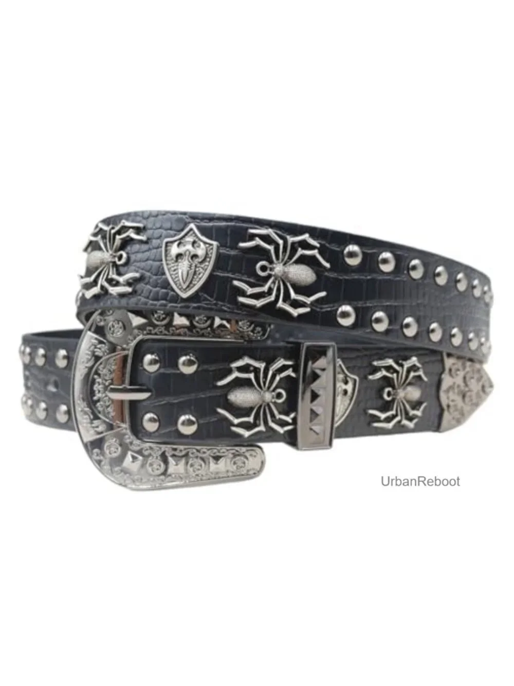 Faux Leather Western Studded Belt Punk Y2K Cowboy Waist Hip